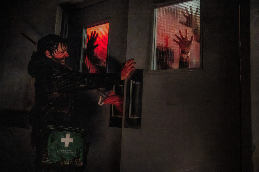 This image released by Sony Pictures shows Austin Abrams in a scene from "Resident Evil." (Sony Pictures via AP)