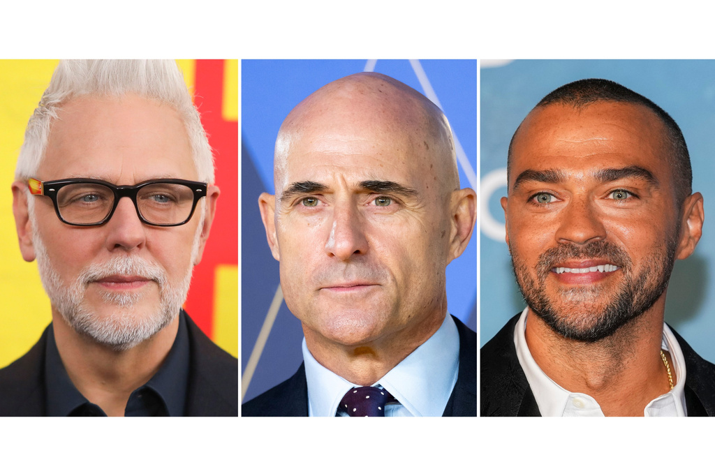 This combination of images shows celebrities born on August 5, from left, James Gunn, Mark Strong, and Jesse Williams. (AP Photo)