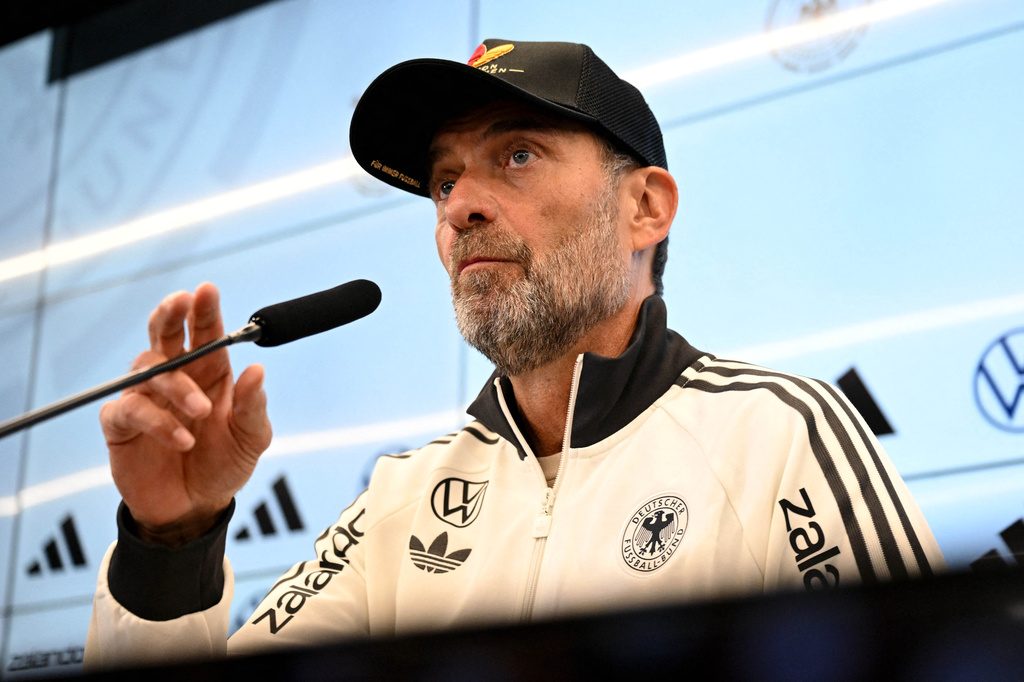 Head coach of the German national soccer team Juergen Klopp speaks during a press conference one week ahead of their first Nations League match, in Frankfurt, Germany, Thursday Sept. 17. 2026. (Boris Roessler/dpa via AP)