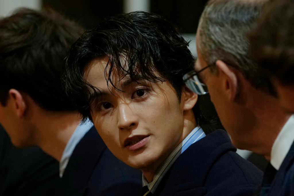 CORRECTS SPELLING OF LAUREN - Canadian rapper Mark Lee attends a Ralph Lauren Fall/Winter 2026-2027 men's fashion show, in Milan, Italy, Friday, Jan. 16, 2026. (AP Photo/Luca Bruno)