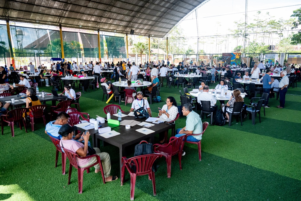 Participants attend an Amazon Water Summit in Iquitos, Peru, Oct. 1, 2025. (AP Photo/Junior Raborg)