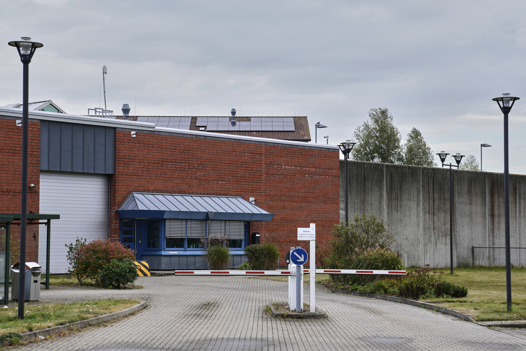 The entrance to the prison where Christian B., a suspect in the case of British girl Maddie McCann, who has been missing since 2007, is serving a prison sentence for rape and from which he is due to be released in the next few days, is pictured in Sehnde, Germany, Tuesday, Sept. 16, 2025. (AP Photo/Markus Schreiber)