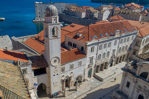 FILE - This aerial photo shows a square in the medieval old town of Dubrovnik, Croatia, on March 17, 2020. (AP Photo/Darko Bandic, File) FILE - This aerial photo shows a square in the medieval old town of Dubrovnik, Croatia, on March 17, 2020. (AP Photo/Darko Bandic, File)