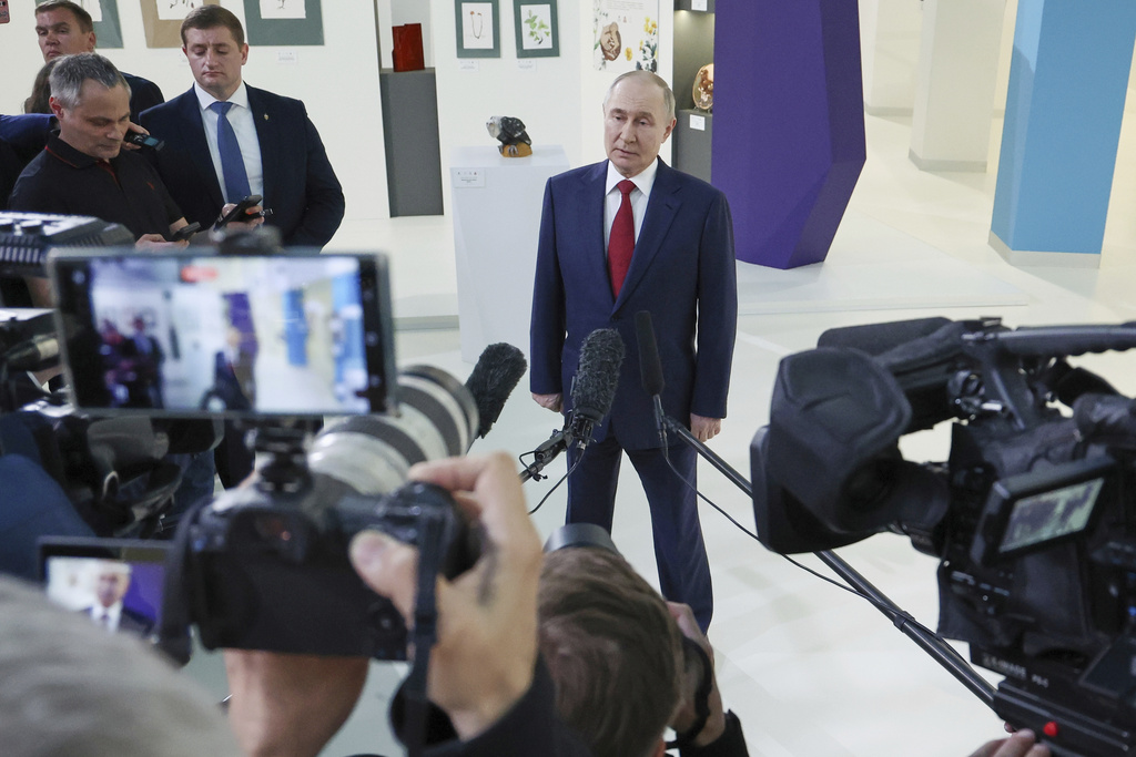 FILE - Russian President Vladimir Putin speaks to journalists after his phone call with U.S. President Donald Trump at the Sirius Park of Science and Art outside Sochi, Russia, on May 19, 2025. (Vyacheslav Prokofyev, Sputnik, Kremlin Pool Photo via AP, File)