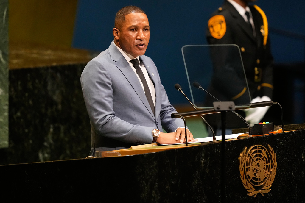 Botswana's President Duma Boko speaks during the 81st session of the United Nations General Assembly at United Nations headquarters, Wednesday, Sept. 23, 2026. (AP Photo/Seth Wenig)