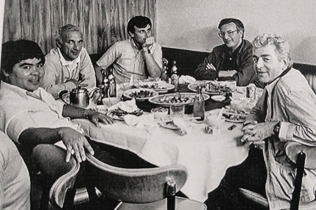 From left: Associated Press photographers Nick Ut, Armando Trovati, Lionel Cironneau, Paris Chief Photo Editor Guy Kopelowicz and Michel Lipchitz, at the 1984 Olympic Games in Los Angeles. (AP Photo)