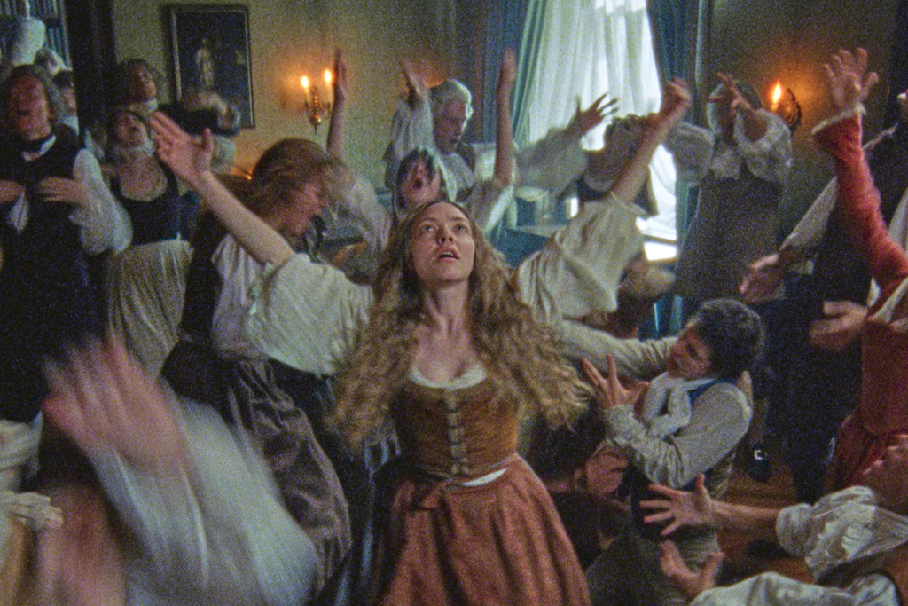 This image released by Searchlight Pictures shows Amanda Seyfried in a scene from "The Testament of Ann Lee." (Searchlight Pictures via AP)