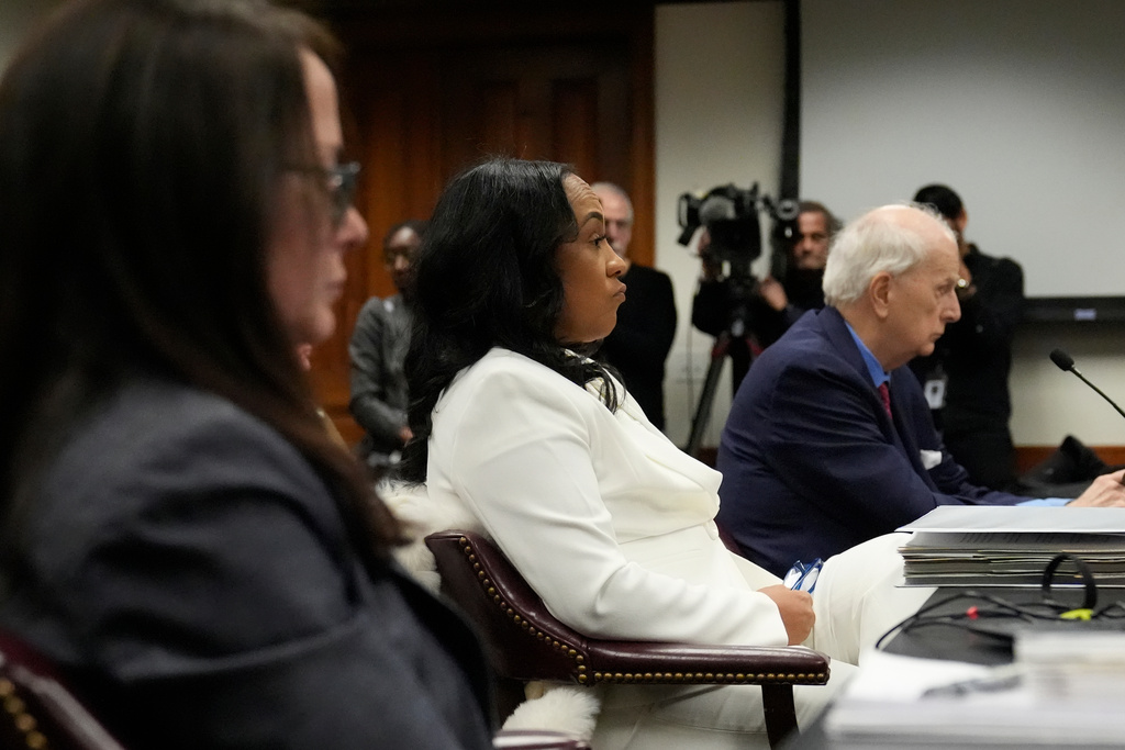 Fulton County District Attorney Fani Willis is seen at the Georgia State Capitol during questioning from a Georgia State Senate panel about her prosecution of President Donald Trump on Wednesday, Dec. 17, 2025, in Atlanta. (AP Photo/Brynn Anderson)