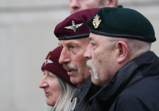 Supporters of Soldier F outside Belfast Crown Court following the not guilty verdict of soldier F in the1972 Bloody Sunday Massacre, Belfast, Northern Ireland, Thursday, Oct. 23, 2025. (AP Photo/Peter Morrison) Supporters of Soldier F outside Belfast Crown Court following the not guilty verdict of soldier F in the1972 Bloody Sunday Massacre, Belfast, Northern Ireland, Thursday, Oct. 23, 2025. (AP Photo/Peter Morrison)