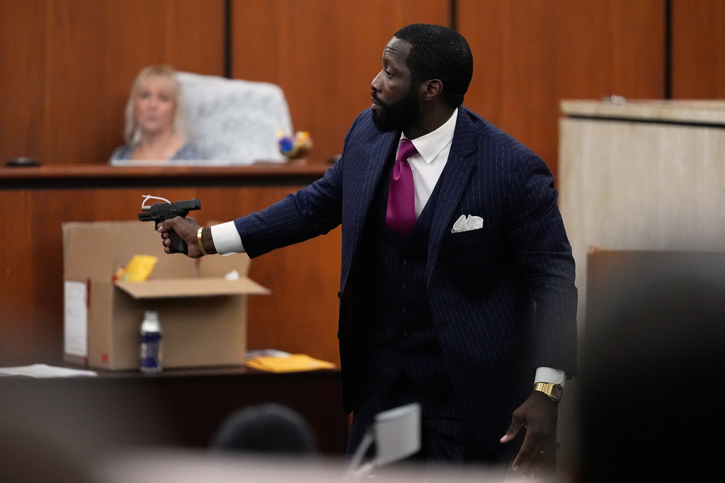 Defense attorney Shaun Kent speaks during closing arguments in the murder trial against Chikei Rick Chow, accused in the 2023 fatal shooting of a Black 14-year-old, Monday, June 1, 2026, in Columbia, S.C. (AP Photo/Erik Verduzco)