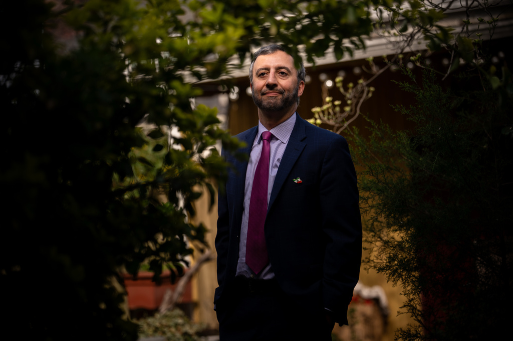 Alireza Nader poses for a portrait, March 31, 2026, in Washington. (AP Photo/Julia Demaree Nikhinson)