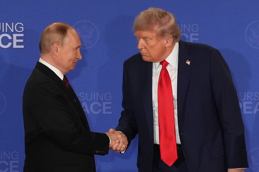 FILE - President Donald Trump, right, shakes the hand of Russia's President Vladimir Putin during a joint press conference at Joint Base Elmendorf-Richardson, Alaska, Aug. 15, 2025. (AP Photo/Jae C. Hong, File) FILE - President Donald Trump, right, shakes the hand of Russia's President Vladimir Putin during a joint press conference at Joint Base Elmendorf-Richardson, Alaska, Aug. 15, 2025. (AP Photo/Jae C. Hong, File)