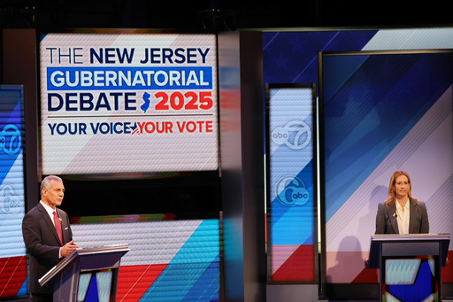 Republican Jack Ciattarelli, left, and Democrat Mikie Sherrill participate in the final debate in the New Jersey governor's race, Wednesday, Oct. 8, 2025, in New Brunswick, N.J. (AP Photo/Heather Khalifa) Republican Jack Ciattarelli, left, and Democrat Mikie Sherrill participate in the final debate in the New Jersey governor's race, Wednesday, Oct. 8, 2025, in New Brunswick, N.J. (AP Photo/Heather Khalifa)
