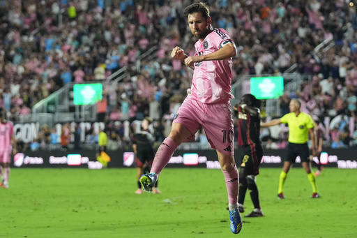 Inter Miami forward Lionel Messi reacts after scoring a goal during the first half of an MLS soccer match against Atlanta United, Saturday, Oct. 11, 2025, in Fort Lauderdale, Fla. (AP Photo/Lynne Sladky) Inter Miami forward Lionel Messi reacts after scoring a goal during the first half of an MLS soccer match against Atlanta United, Saturday, Oct. 11, 2025, in Fort Lauderdale, Fla. (AP Photo/Lynne Sladky)