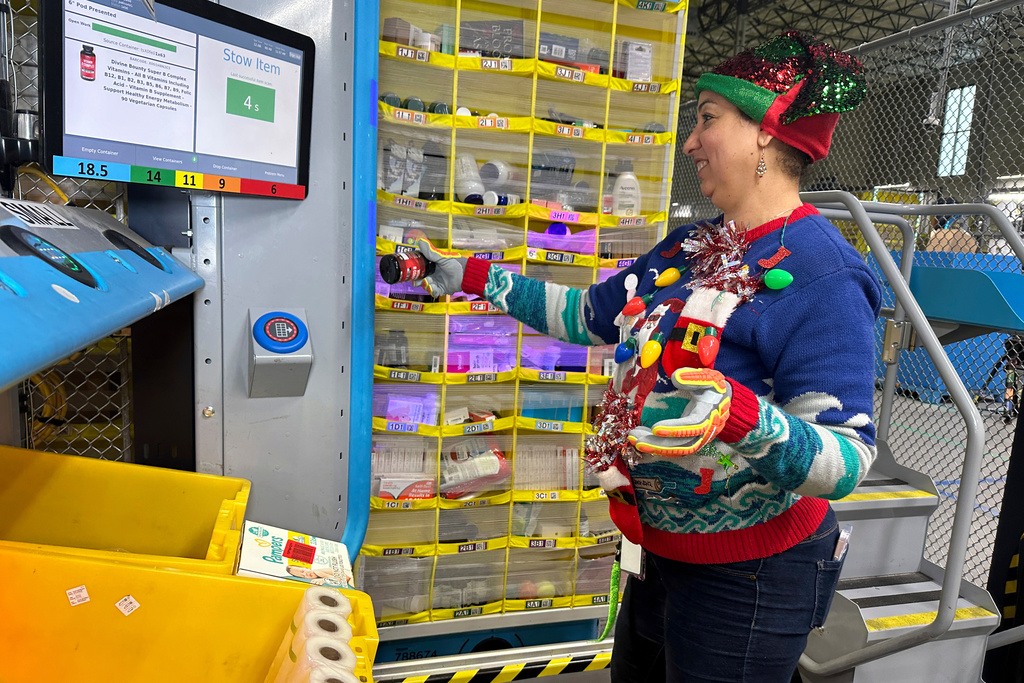FILE - An Amazon same-day delivery fulfillment shipping center is in Woodland Park, New Jersey, on Monday, Dec. 18, 2023. (AP Photo/Ted Shaffrey, File)