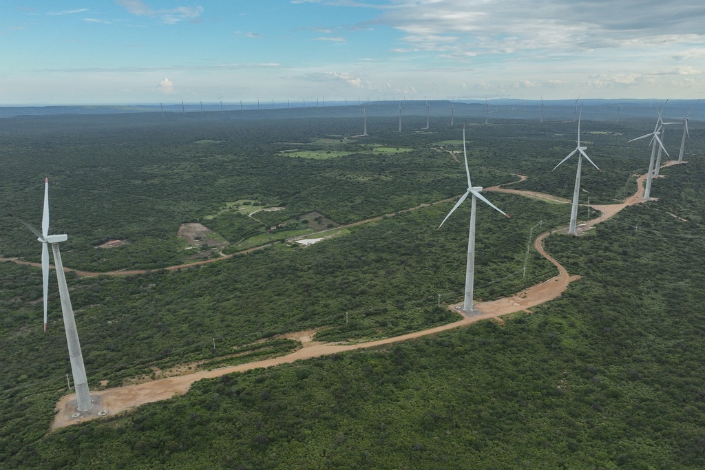 FILE - Wind turbines operate in Lagoa, Brazil, March 14, 2024. (AP Photo/Andre Penner, File)