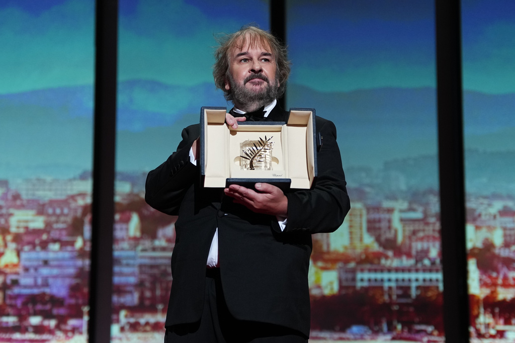 Director Peter Jackson, recipient of the honorary Palme d'Or, poses for photographers during the opening ceremony of the 79th international film festival, Cannes, southern France, Tuesday, May 12, 2026. (Photo by Scott A Garfitt/Invision/AP)