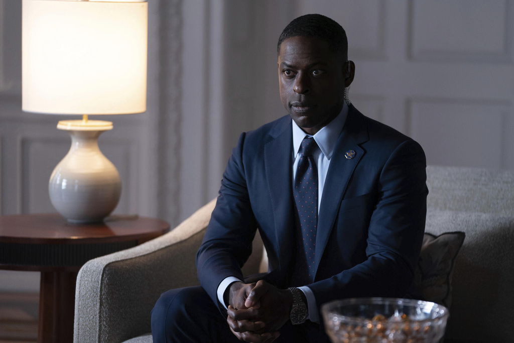 This image released by Disney shows Sterling K. Brown in a scene from "Paradise." (Brian Roedel/Disney via AP)