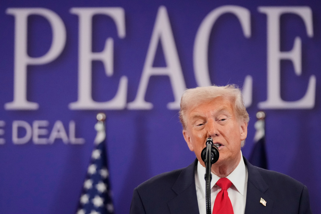 President Donald Trump speaks during a signing ceremony on the sidelines of the ASEAN Summit in Kuala Lumpur, Malaysia, Sunday, Oct. 26, 2025. (AP Photo/Mark Schiefelbein)
