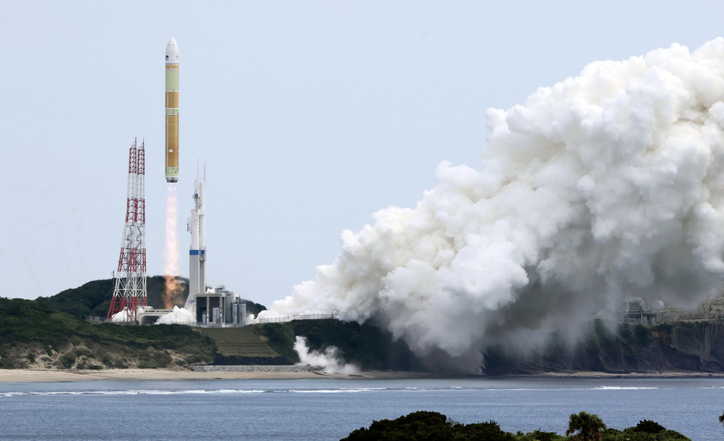 Japan Aerospace Exploration Agency’s H3 rocket is launched from the Tanegashima Space Center in Minamitane, Tanegashima island, southern Japan, Friday, June 12, 2026. (Taichi Nagahisa/Kyodo News via AP)