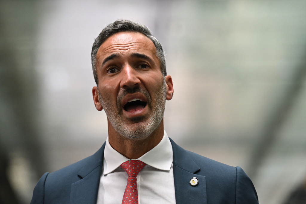 Alex Ryvchin speaks after giving evidence at the Sydney hearings to the Royal Commission on Antisemitism and Social Cohesion, in Sydney, Monday, May 4, 2026. (Dean Lewins/AAP Image via AP)