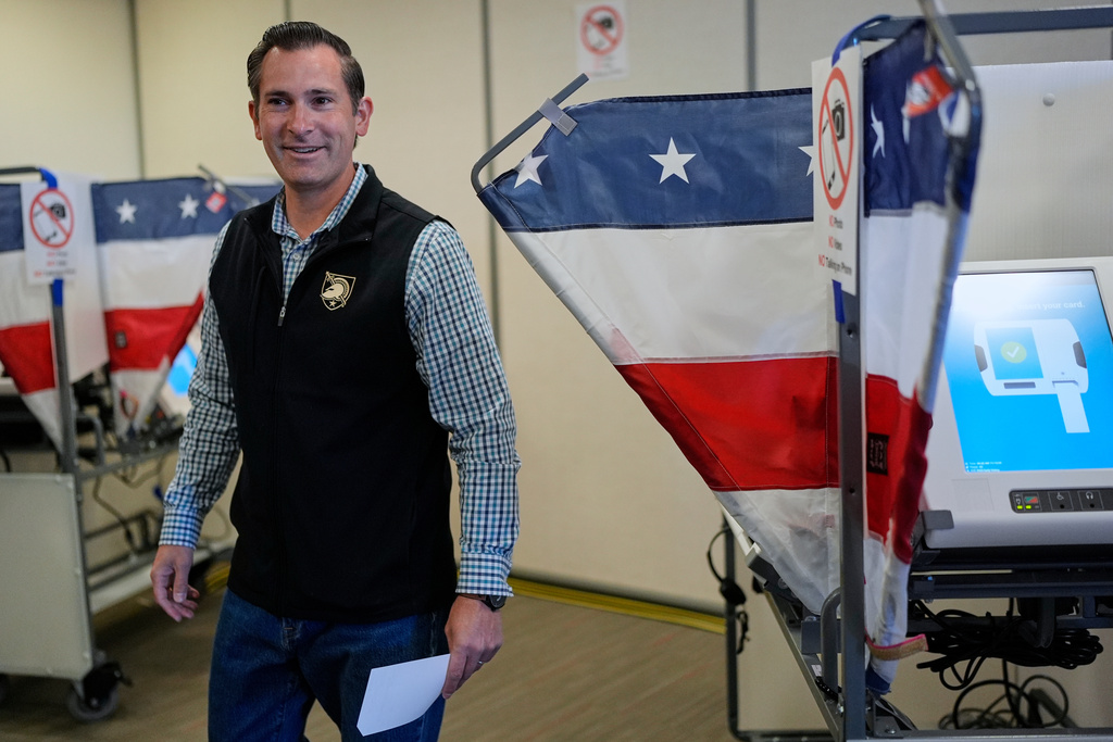 Republican congressional candidate Matt Van Epps casts his ballot at an early voting site in the special election for the seventh district, Wednesday, Nov. 12, 2025, in Nashville, Tenn. (AP Photo/George Walker IV)