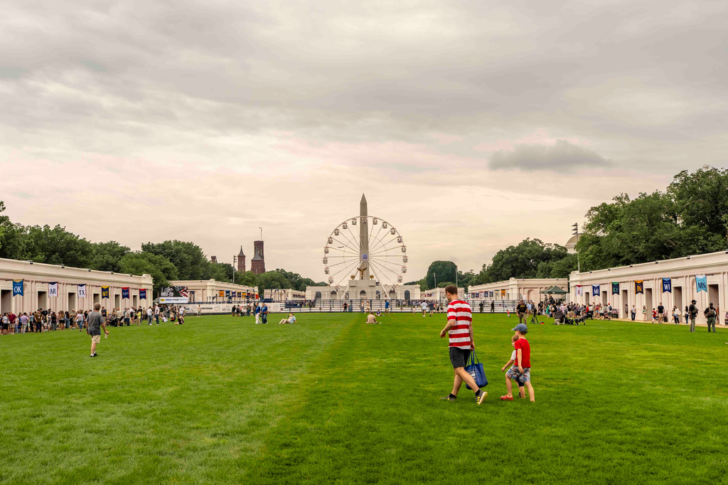 People attend the Great American State Fair on the National Mall, Saturday June 27, 2026, in Washington. (AP Photo/Jen Golbeck)