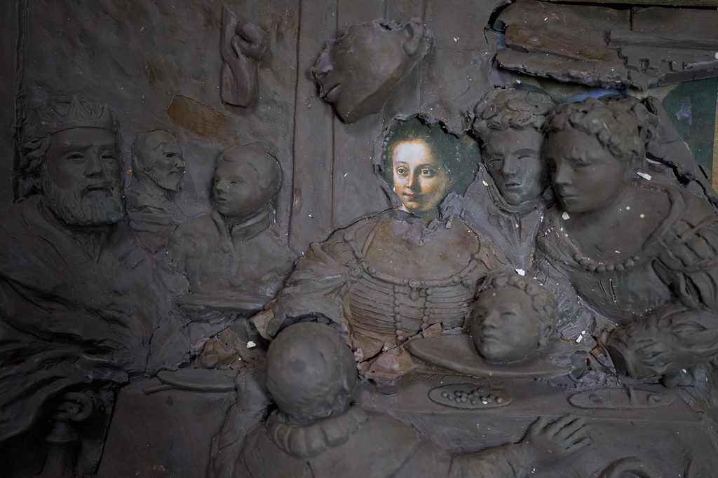 A painting transformed into bas-relief is on display at the laboratory of tactile education at the Omero Tactile Museum in Ancona, Italy, Friday, Jan. 16, 2026. (AP Photo/Alessandra Tarantino)