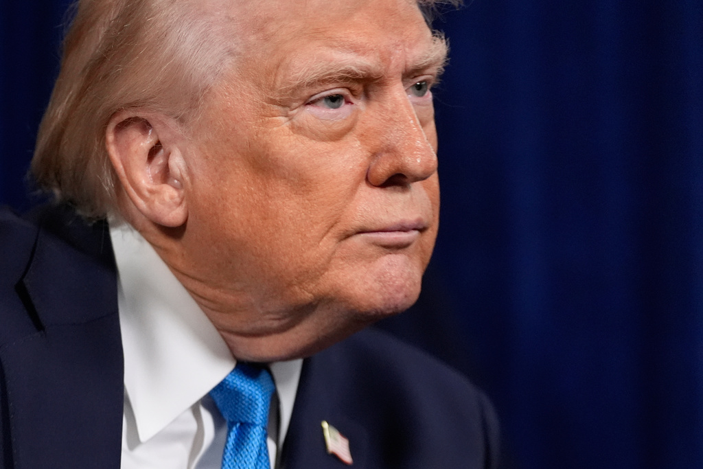 President Donald Trump listens to a question during a news conference at Mar-a-Lago, Saturday, Jan. 3, 2026, in Palm Beach, Fla. (AP Photo/Alex Brandon)