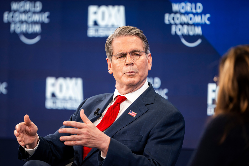 U.S. Treasury Secretary Scott Bessent attends the 56th annual meeting of the World Economic Forum, WEF, in Davos, Switzerland, Tuesday, January 20, 2026. (Gian Ehrenzeller/Keystone via AP)