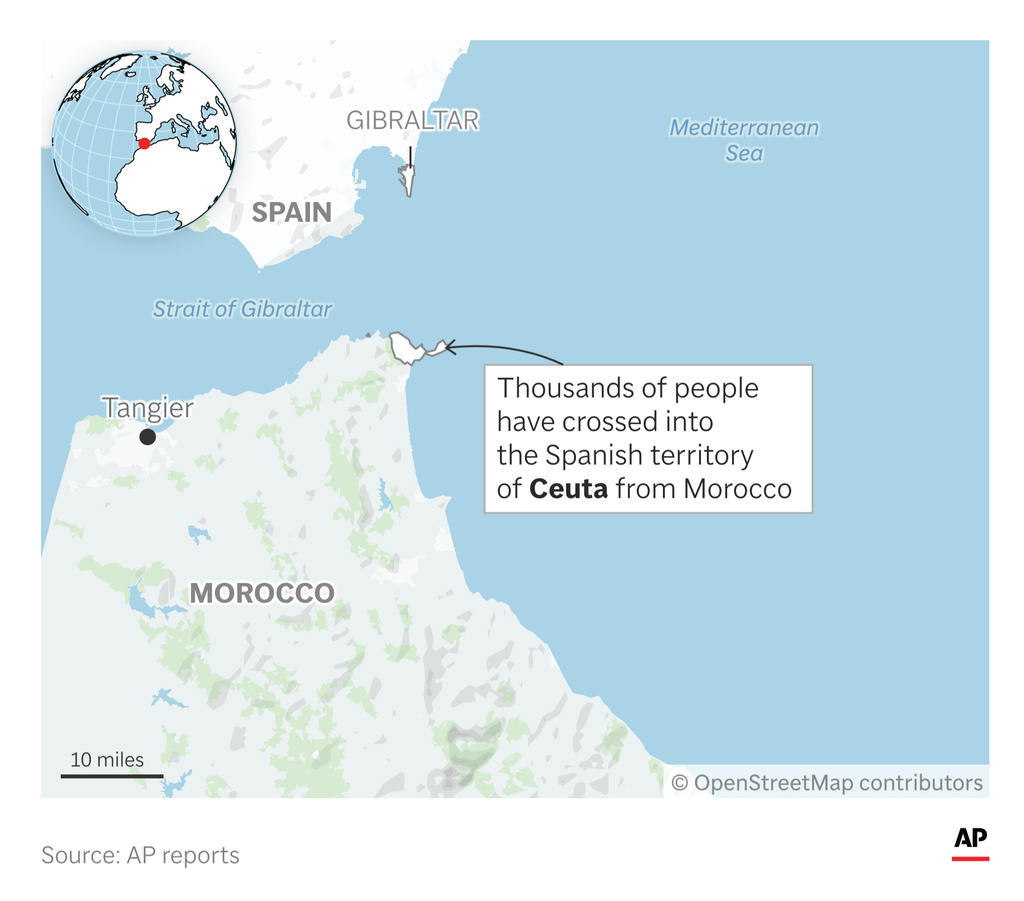Spain's Ceuta territory is seeing an influx of migrants. (AP Digital Embed)