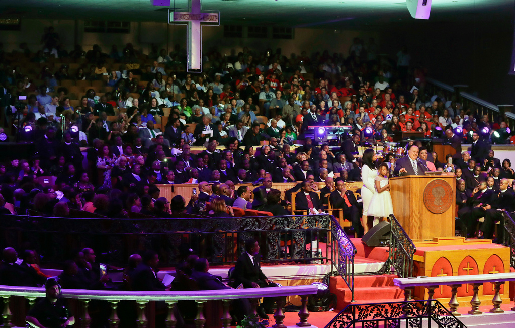 FILE - Martin Luther King III speaks at the Mason Temple of the Church of God in Christ, Tuesday, April 3, 2018, in Memphis, Tenn. (AP Photo/Mark Humphrey, File)