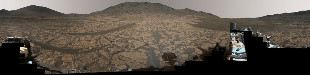 This image provided by NASA shows the 360-degree view of a region on Mars called “Bright Angel,” captured on June 12, 2024 by NASA’s Perseverance Mars rover and is made up of 346 individual images that were stitched together after being sent back to Earth. (NASA via AP)