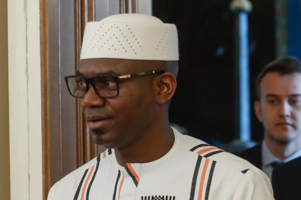 FILE - Mali's Defense Minister Sadio Camara enters a hall for a talk in Moscow, Russia, on Feb. 28, 2024. (Maxim Shipenkov/Pool Photo via AP, File)