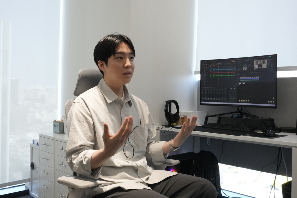 Vaice's CEO, Jeongu Won, speaks during an interview with The Associated Press at his office in Seoul, South Korea, Friday, June 12, 2026. (AP Photo/Ahn Young-joon)