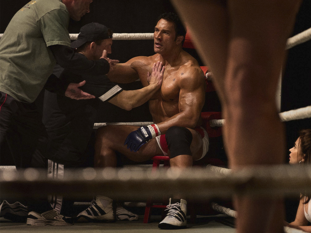 This image released by A24 shows Dwayne Johnson in a scene from "The Smashing Machine." (Cheryl Dunn/A24 via AP)