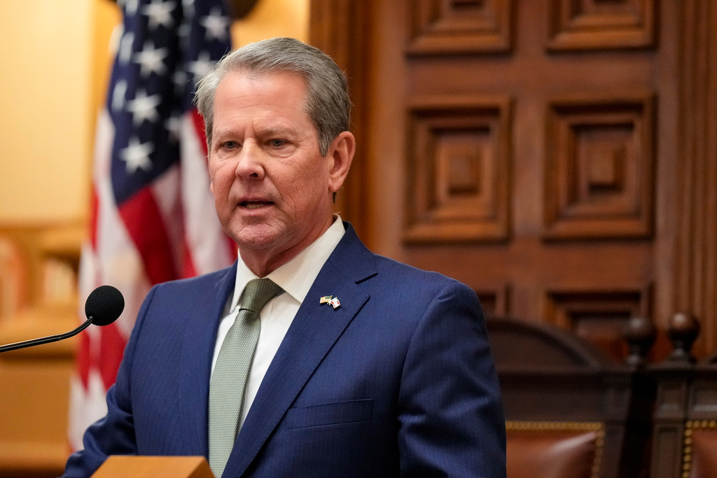 FILE - Gov. Brian Kemp speaks during the State of the State, Thursday, Jan. 15, 2026, in Atlanta. (AP Photo/Brynn Anderson, File)