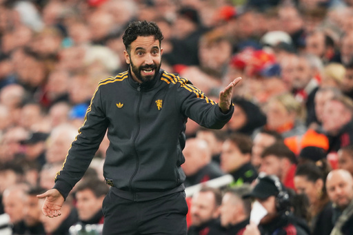 Manchester United's head coach Ruben Amorim reacts during the English Premier League soccer match between Liverpool and Manchester United in Liverpool, England, Sunday, Oct. 19, 2025. (AP Photo/Ian Hodgson) Manchester United's head coach Ruben Amorim reacts during the English Premier League soccer match between Liverpool and Manchester United in Liverpool, England, Sunday, Oct. 19, 2025. (AP Photo/Ian Hodgson)
