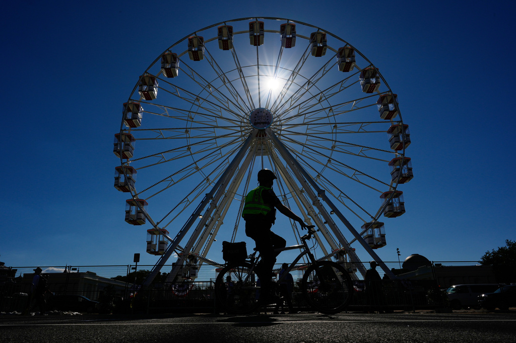 The Freedom 250 Ferris Wheel is seen before the opening of the Great American State Fair on the National Mall, Wednesday, June 24, 2026, in Washington. (AP Photo/Carolyn Kaster)