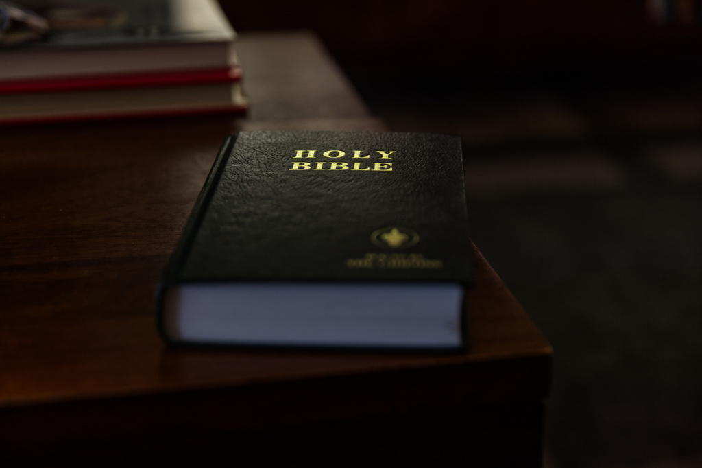 A Gideon Bible sits on a table in Phoenix, Sunday Aug. 23, 2026. (AP Photo/Dario Lopez-Mills)
