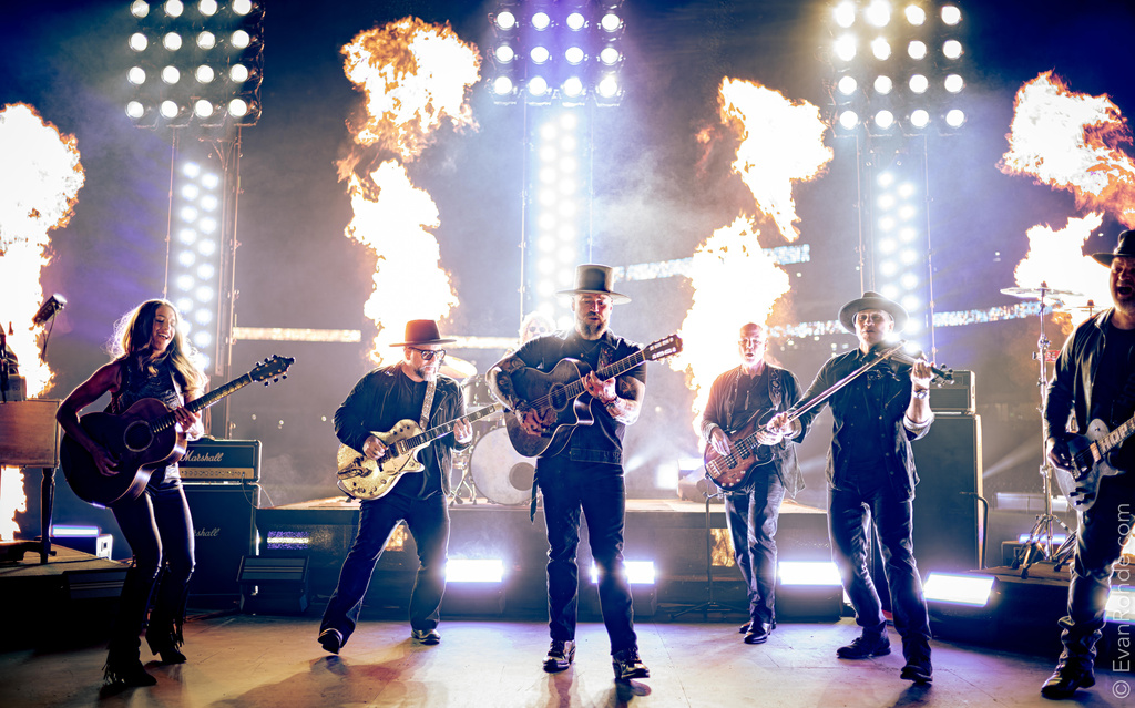 In this photo provided by NBC Sports, the Zac Brown Band performs the opening to NBC’s “Sunday Night Baseball” in March 2026 at American Family Field in Milwaukee, Wis. (Evan Rohde/NBC Sports)