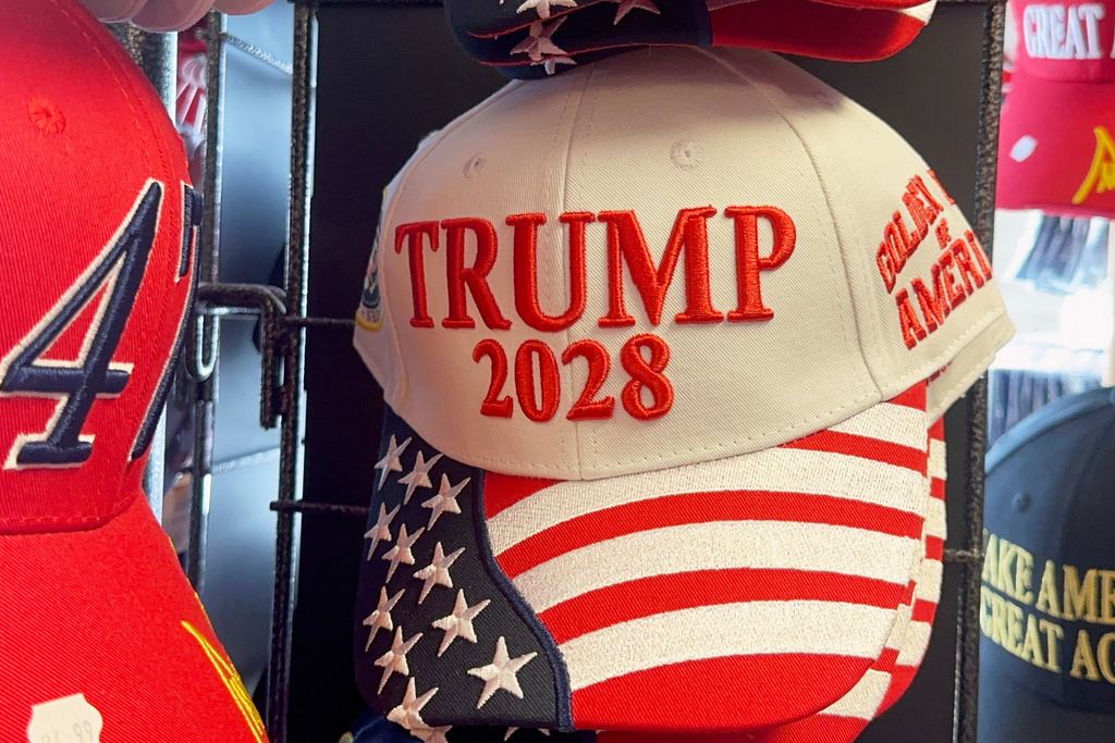 Merchandise is seen for sale at the Trump Store in Bensalem, Pa., Jan. 5, 2026, after owner Mike Domanico announced the storefront will close at the end of the month after six years. (AP Photo/Mike Catalini)