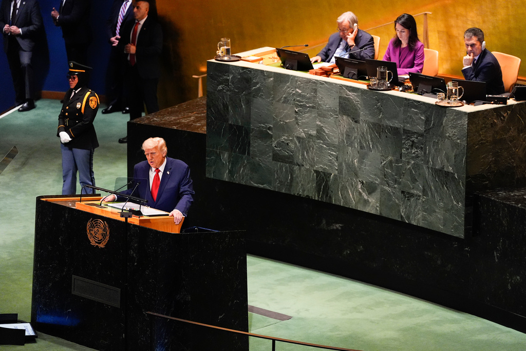 President Donald Trump addresses the 80th session of the United Nations General Assembly, Tuesday, Sept. 23, 2025, at U.N. headquarters. (AP Photo/Yuki Iwamura)