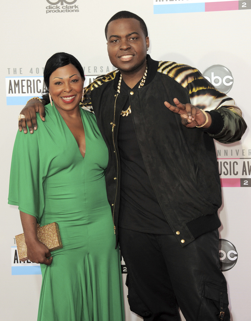 FILE - Sean Kingston, right, and his mother Janice Turner arrive at the 40th anniversary American Music Awards, Nov. 18, 2012, in Los Angeles. (Photo by Jordan Strauss/Invision/AP, File)