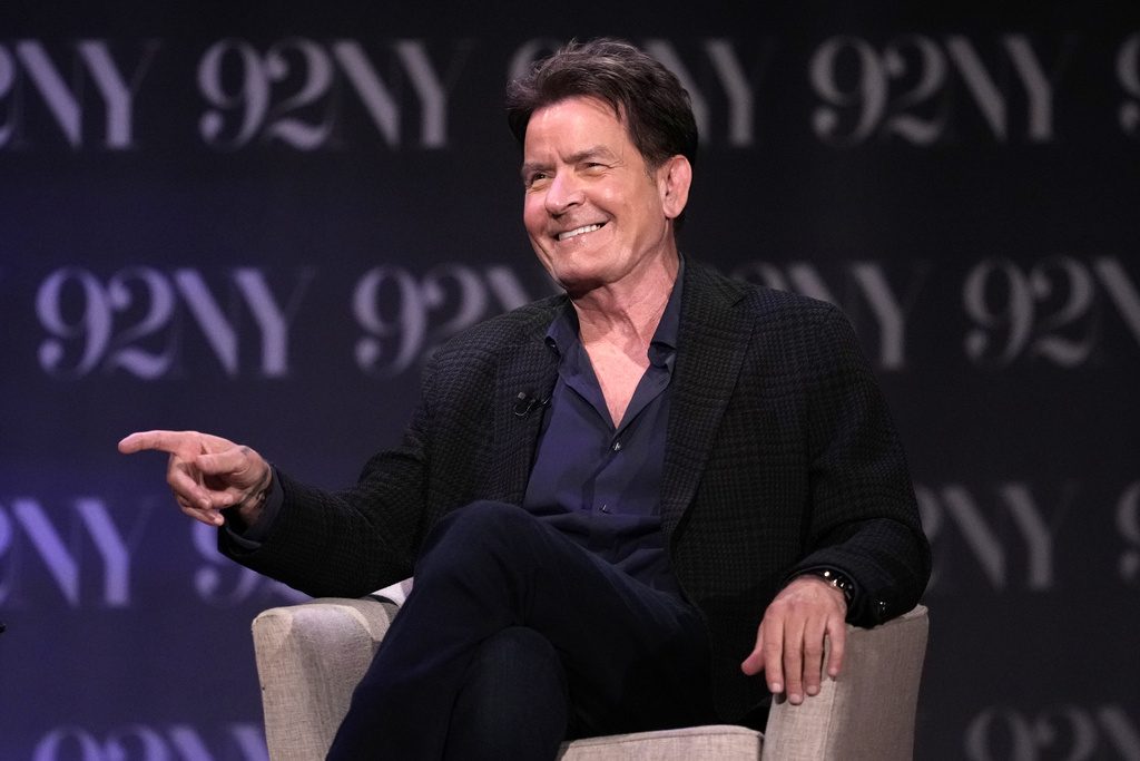 Charlie Sheen discusses his book "The Book of Sheen" at the 92nd Street Y on Monday, Sept. 8, 2025, in New York. (Photo by Charles Sykes/Invision/AP)