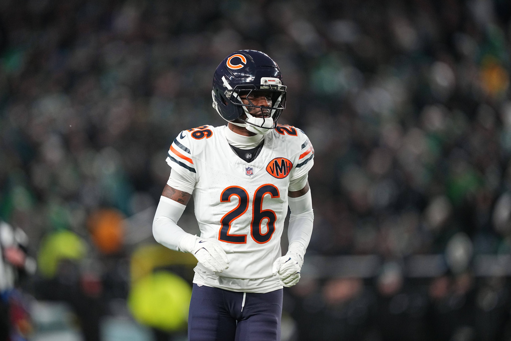FILE - Chicago Bears' Nahshon Wright in action during an NFL football game, Nov. 28, 2025, in Philadelphia. (AP Photo/Matt Rourke, file)