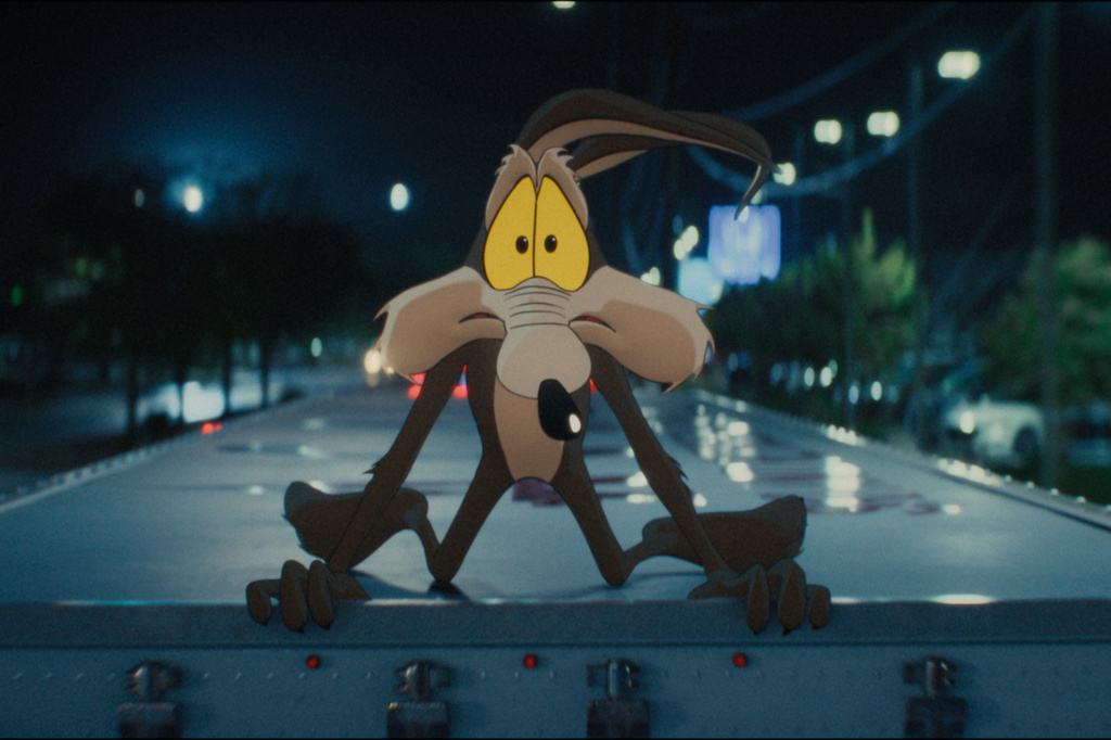 This image released by Ketchup Entertainment shows the character Wile E. Coyote, voiced by Eric Bauza, in a scene from "Coyote vs Acme." (Ketchup Entertainment via AP)