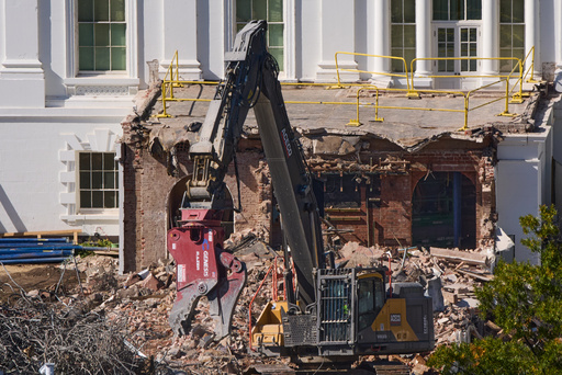 Work continues on a largely demolished part of the East Wing of the White House, Thursday, Oct. 23, 2025, in Washington, before construction of a new ballroom. (AP Photo/Jacquelyn Martin) Work continues on a largely demolished part of the East Wing of the White House, Thursday, Oct. 23, 2025, in Washington, before construction of a new ballroom. (AP Photo/Jacquelyn Martin)