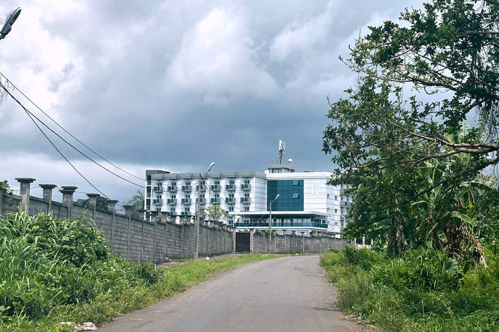 FILE - A view of Bamy Hotel, where migrants are held, is seen in Malabo, Equatorial Guinea, on April 22, 2026. (AP Photo/Monika Pronczuk, File)