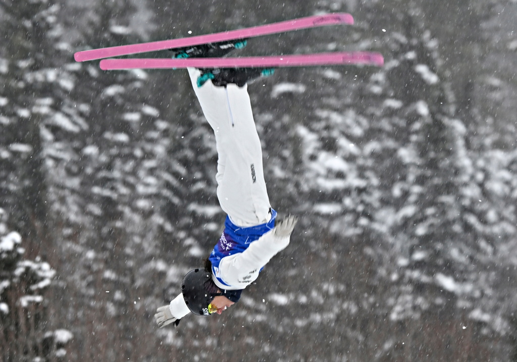 Laura Peel of Australia jumps during the FIS freestyle world cup aerials in Lac-Beauport, Quebec, Canada, Wednesday, January 7, 2026. (Jacques Boissinot/The Canadian Press via AP)